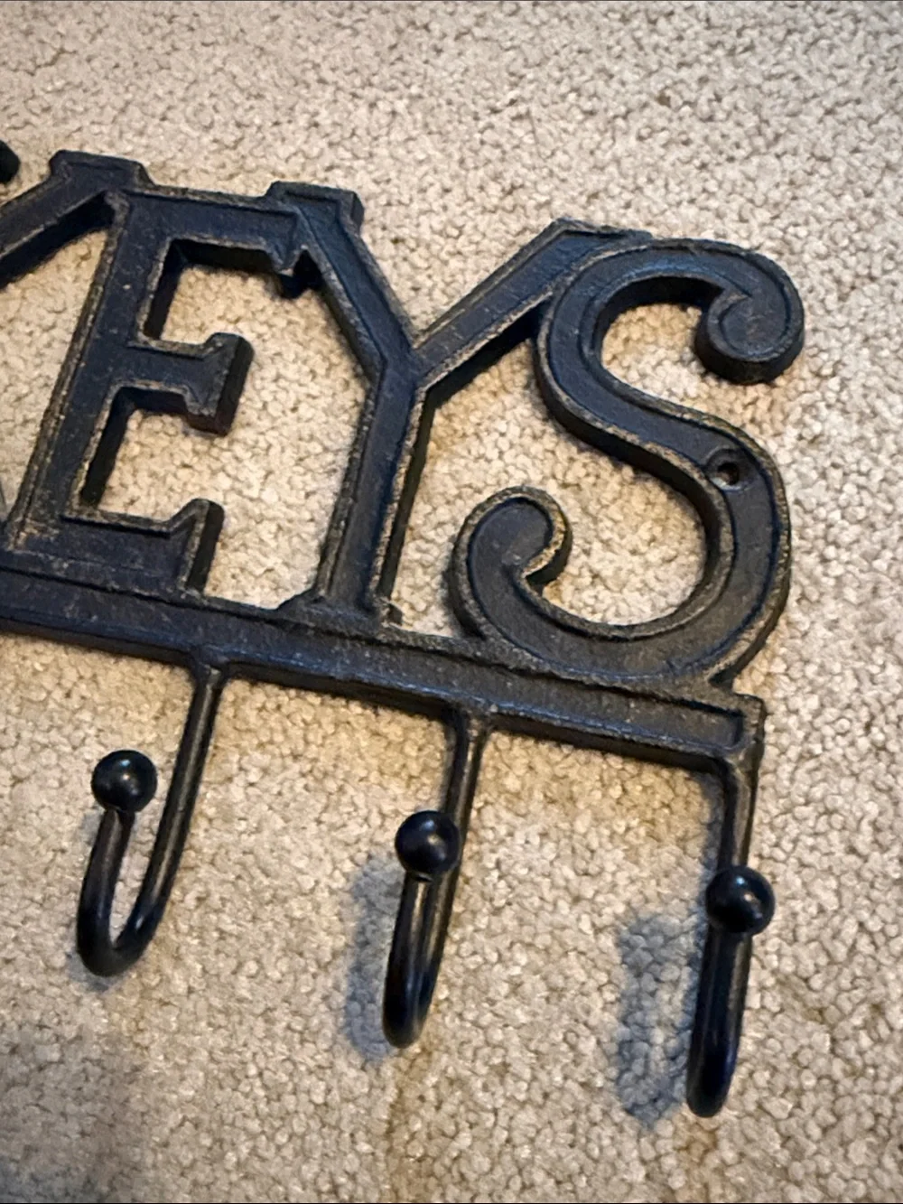 Cast Iron KEYS Holder With Five Hooks Rustic Wall Decor Key Holder